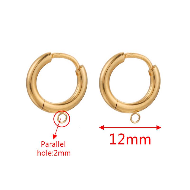 10pcs Gold Stainless Steel Hoop Earrings Hooks Round Earring Post for Women DIY Earrings Making Supplies Jewelry Accessories