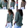 Women Autumn Striped Floral Long Sleeve Button V Neck T Shirt For Casual Chic