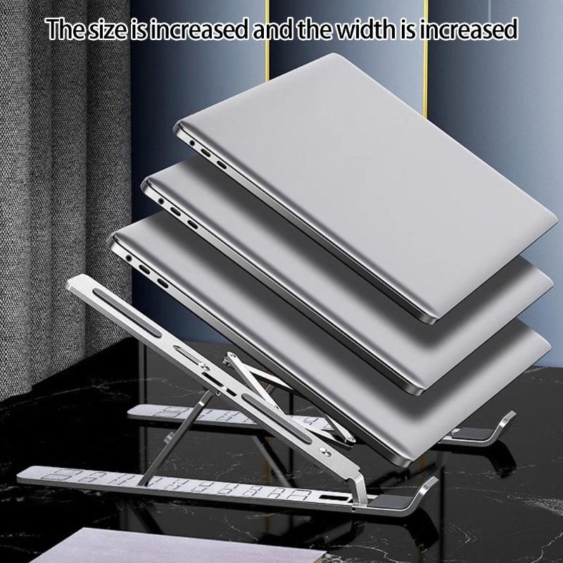 Collapsible Notebook Computer Stand Featuring 10 Height Setting And NonSlip Silicone Pad