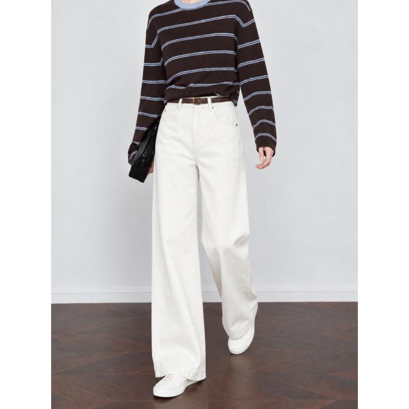 Basic House High-Waisted Wide-Leg Denim Trousers
