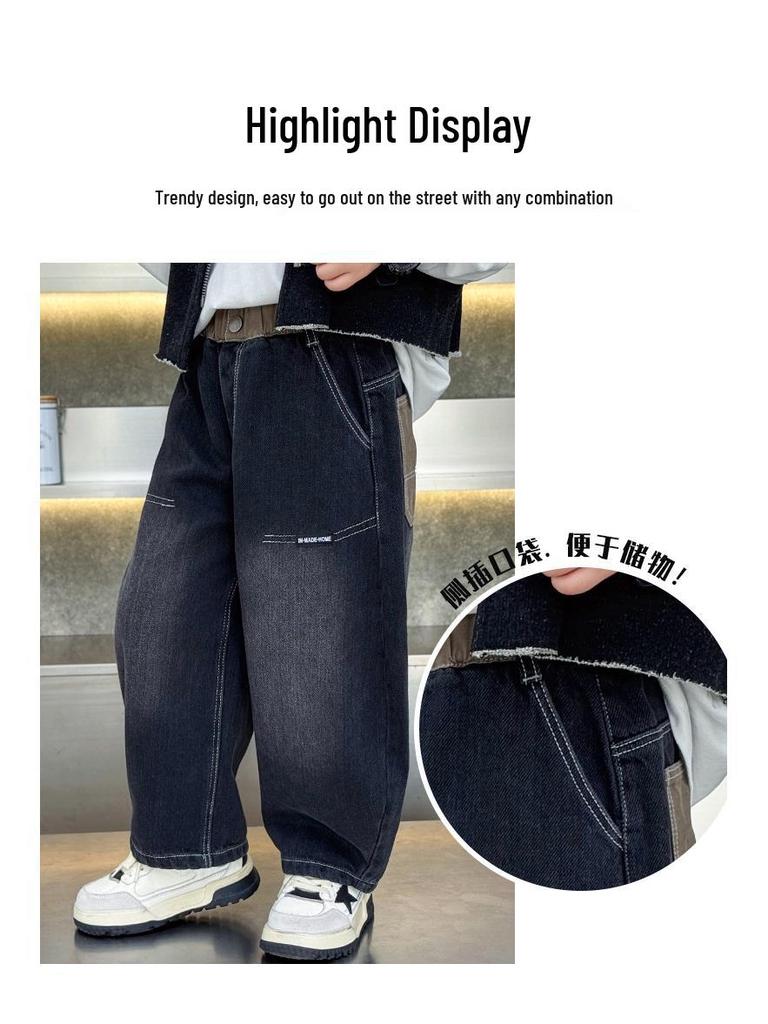 Autumn 2025 Boys' Loose Straight-Leg Jeans - Trendy, Handsome Style