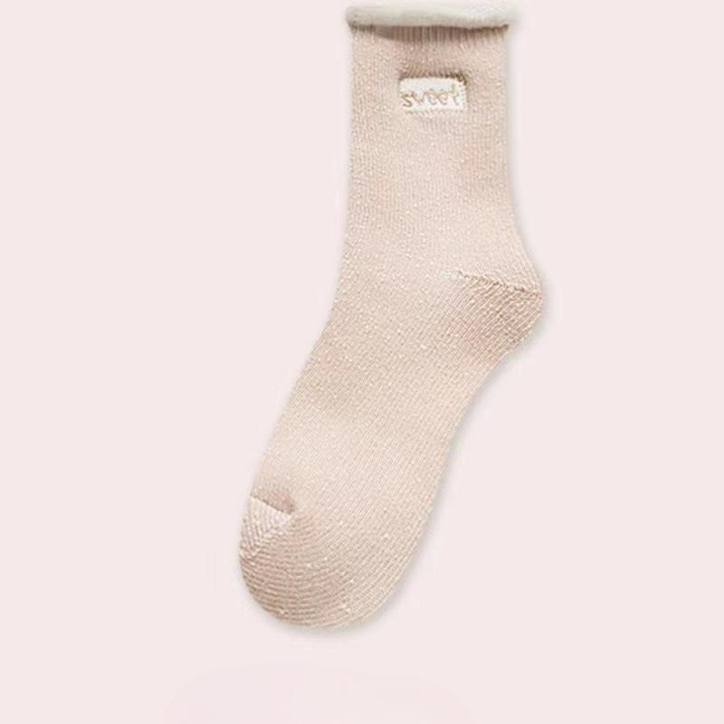 

Носки-петли для женщин, до середины икры, зимнее тепло, утолщенные и флисовые махровые носки, однотонные хлопковые носки, простые и универсальные носки 1 pair хаки