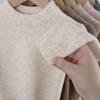 Kids' Round Neck Wool Sweater - Solid Color Knit Pullover for Autumn/Winter