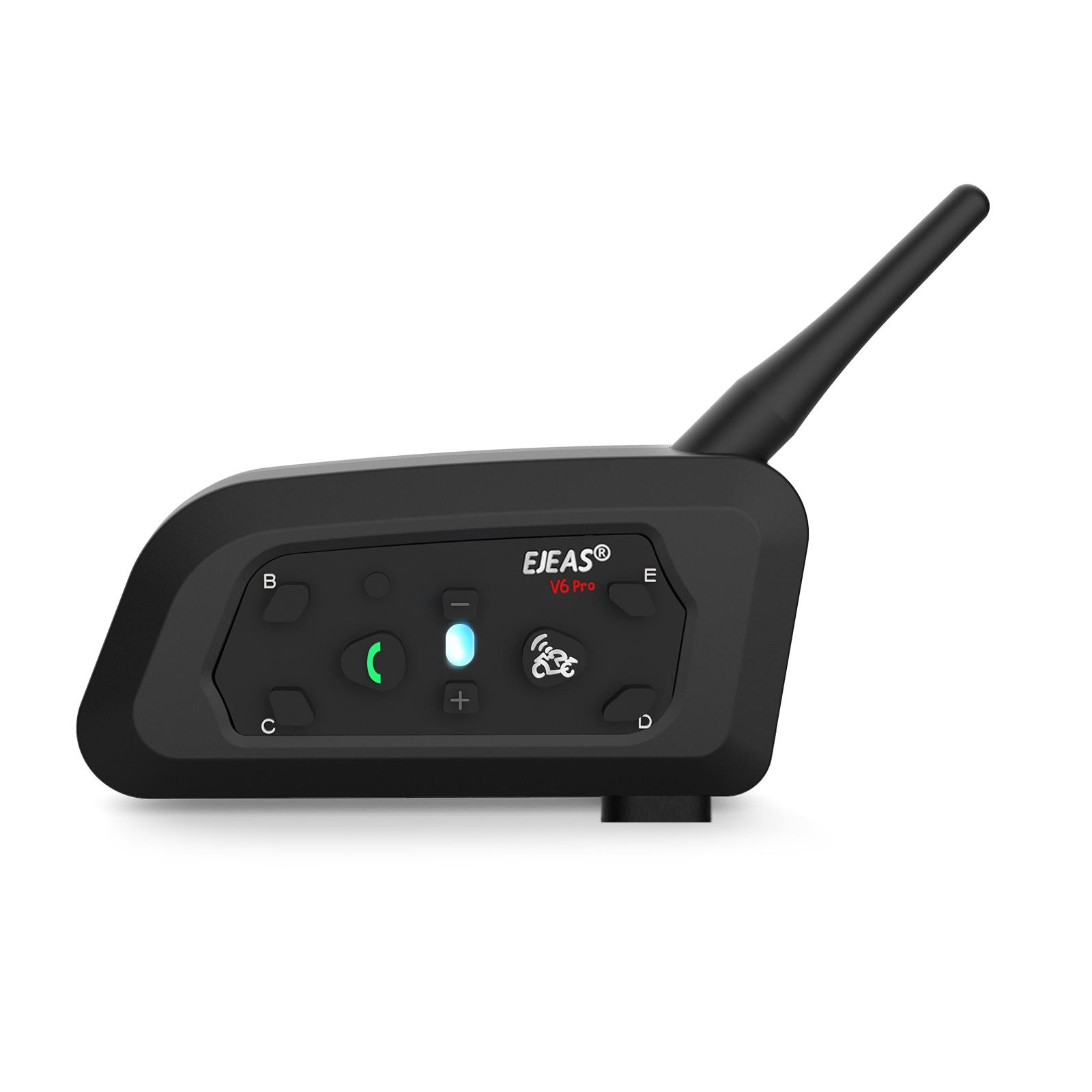 EJEAS V6 PRO Bluetooth Motorcycle Helmet Intercom Headset with 800m Interphone for 6 Riders чёрный