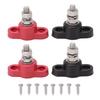 4 Pcs Battery Power Distribution Terminal Blocks Red Black Single Stud Ground Insulated Junction Post 12V 24V for Car