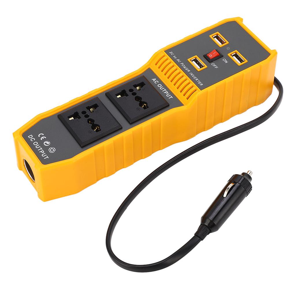 Car Power Inverter DC12V to AC220V 200W Vehicle Converter Adapter with 3 USB 2 Universal 1 Cigarette