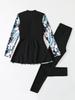 Women Long Sleeve Skirted Two Piece Swimsuit Set With Solid And Printed Patterns For Beach And Surfing