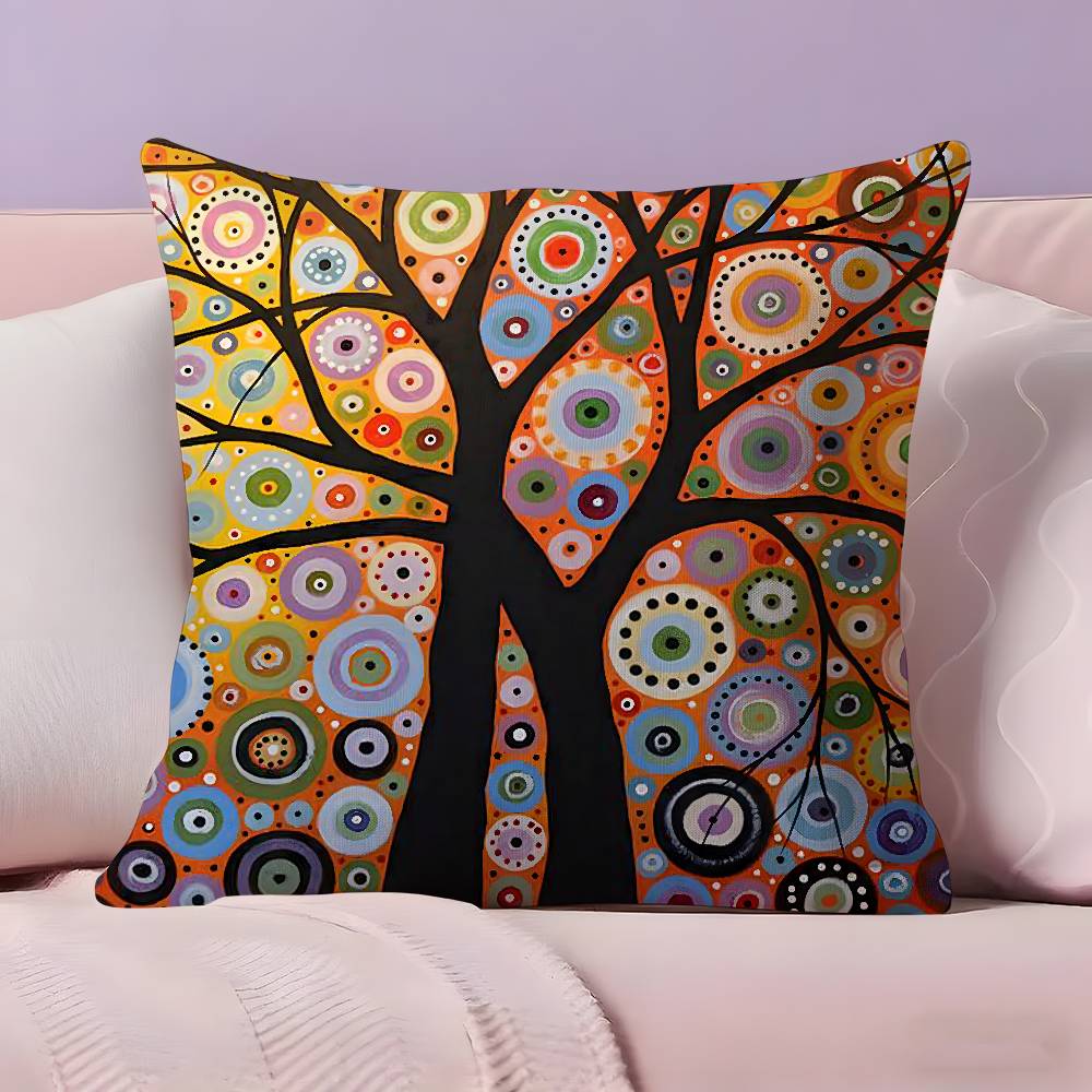 Colored Tree Pillow Case  Ultra Soft Skin Friendly Fabric Cloud Like Comfort & Concealed Zipper