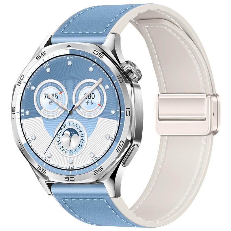 22mm 20mm Skórzany+Silikonowy Pasek do Huawei Watch GT6/GT5/Pro GT4 3 Pro 46mm Sportowa Opaska na Nadgarstek dla Samsung Galaxy Watch 7 6 5 Pasek