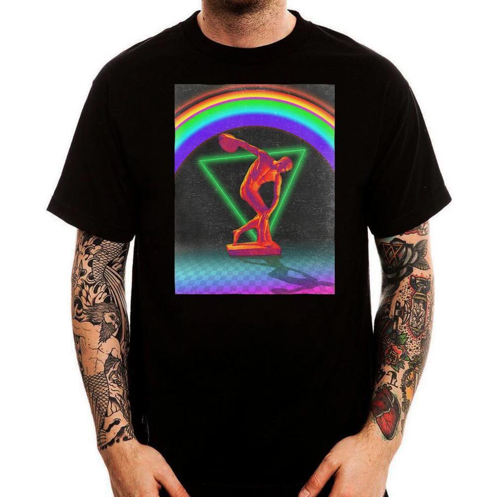 Vaporwave Roman Olympic Statue Aesthetic Art Printed Cotton  T-Shirt Top 140