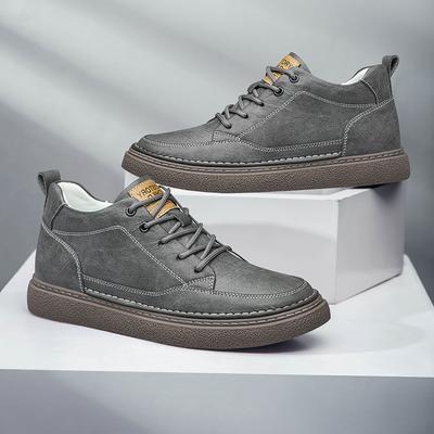Trendy New Men's Genuine Leather Casual Shoes Breathable Sports Shoes Versatile Inner Elevated Shoes Men's Hiking Travel Shoes