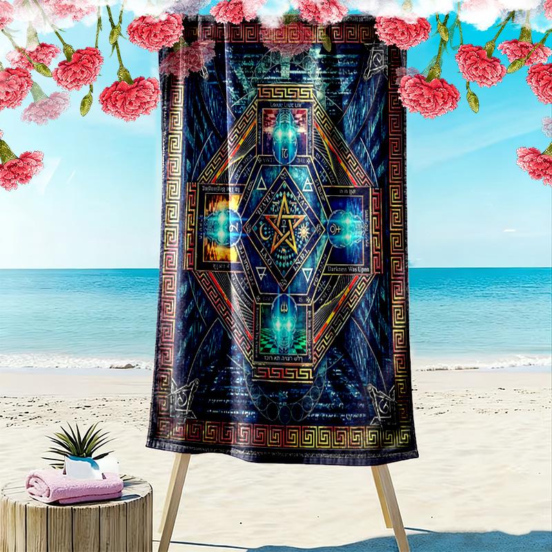 Masonic Freemason Print Beach Towel, Large Soft Quick Dry Towel for Beach Camping Swimming
