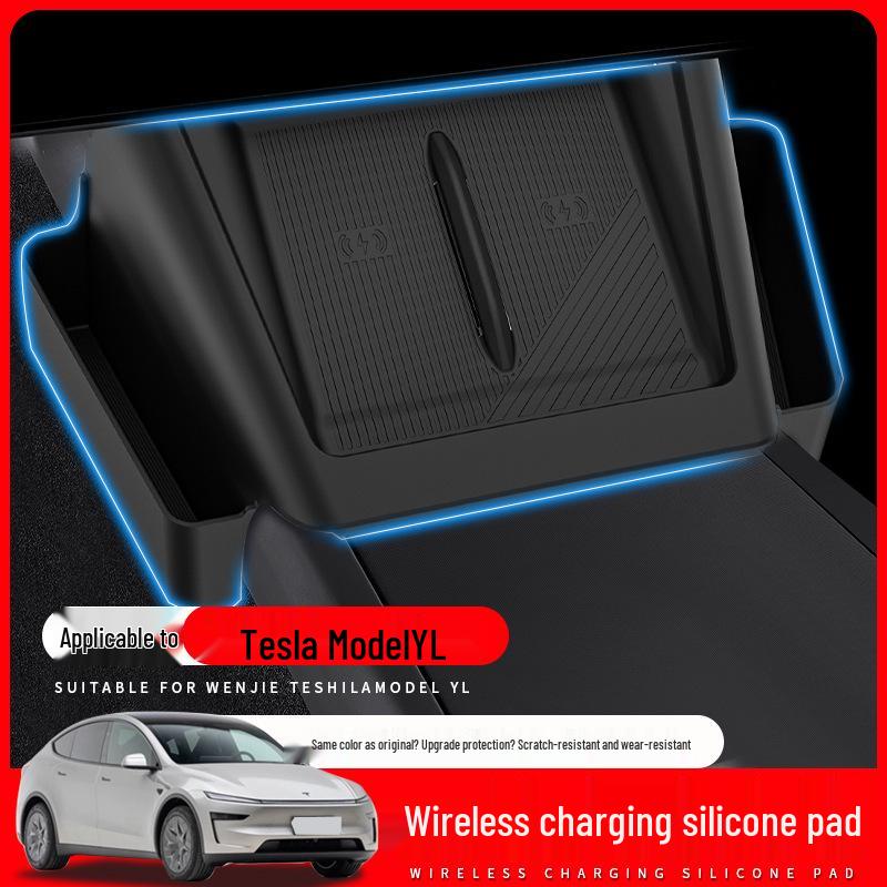 Silicone Non-Slip Wireless Charging Pad with Pocket for Tesla YL Console