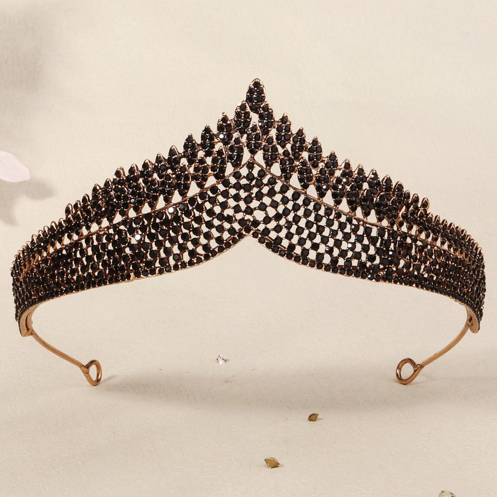 Halloween Jewelry Rhinestone Alloy Crown Holiday Party Dance Dress Headdress High-end Black Crown