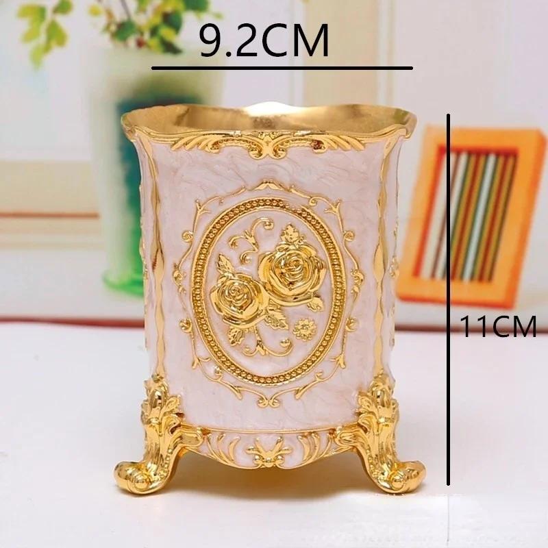 Stylish Chinese-style Pen Holder Zinc Alloy Storage Box for Office Supplies Stationery and Cutlery Home Office Desk Organizers