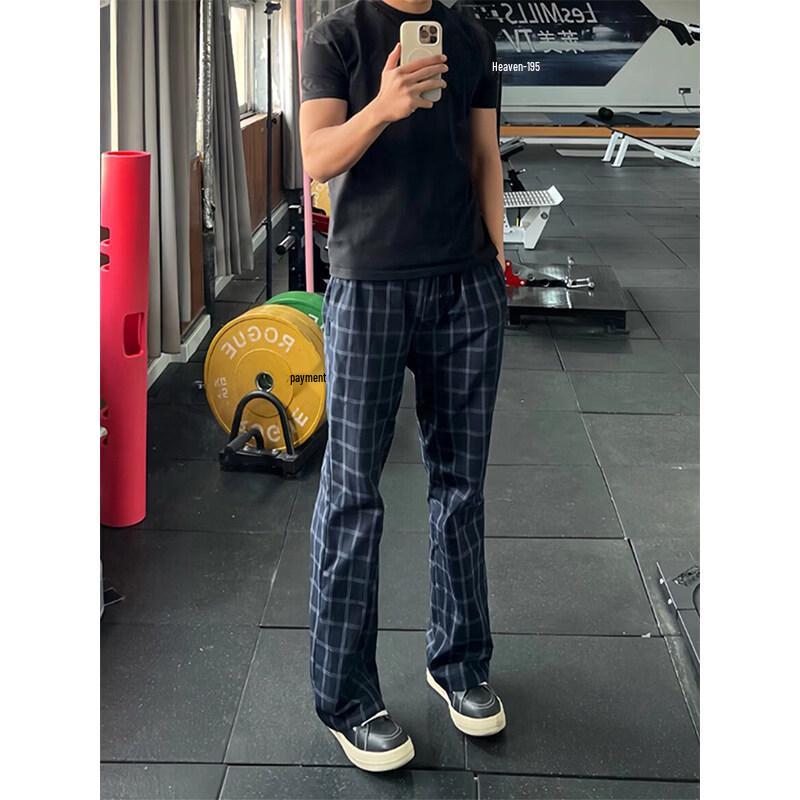 MAYBEYOND Men's Summer Stylish Plaid Straight-Leg Pants