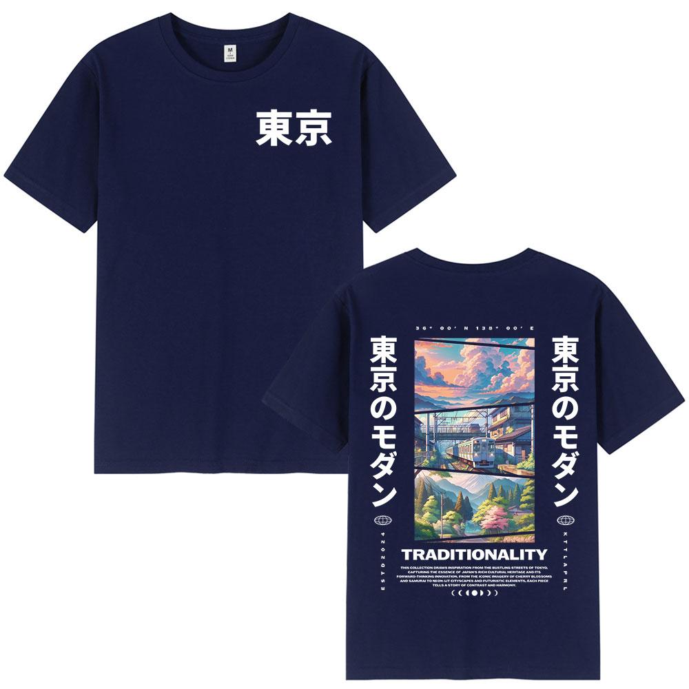 Japanese Tokyo Cherry Blossoms T Shirts Unisex Unisex Clothing Short Sleeve 100 Cotton T Shirt Fashion Harajuku Tshirt Streetwear