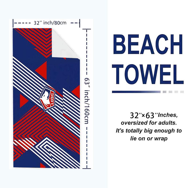 Lille OSC Print Beach Towel, Large Soft Quick Dry Towel for Beach Camping Swimming