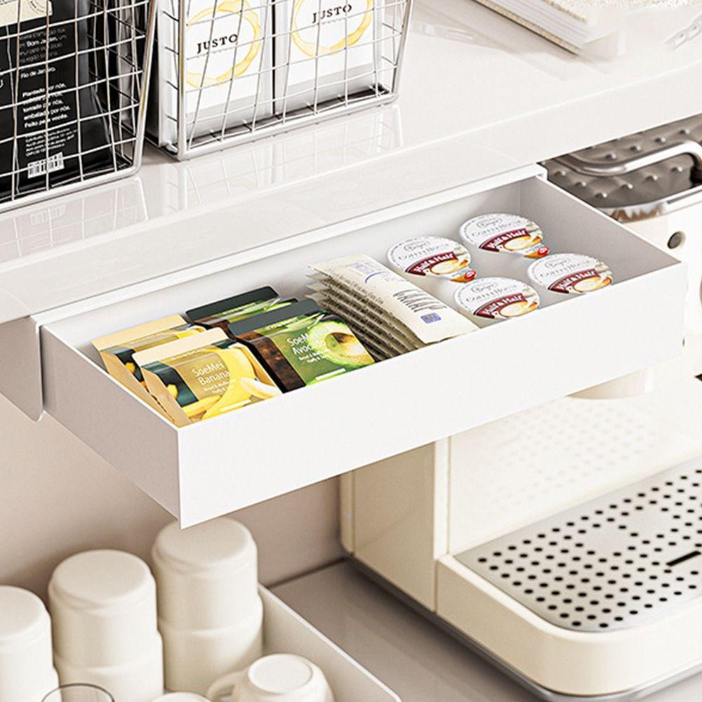 Białe Pudełko do Przechowywania pod Biurkiem Samoprzylepne Pudełko do Przechowywania Ukryty Organizer do Przechowywania Organizer Szuflada Ukryty Design