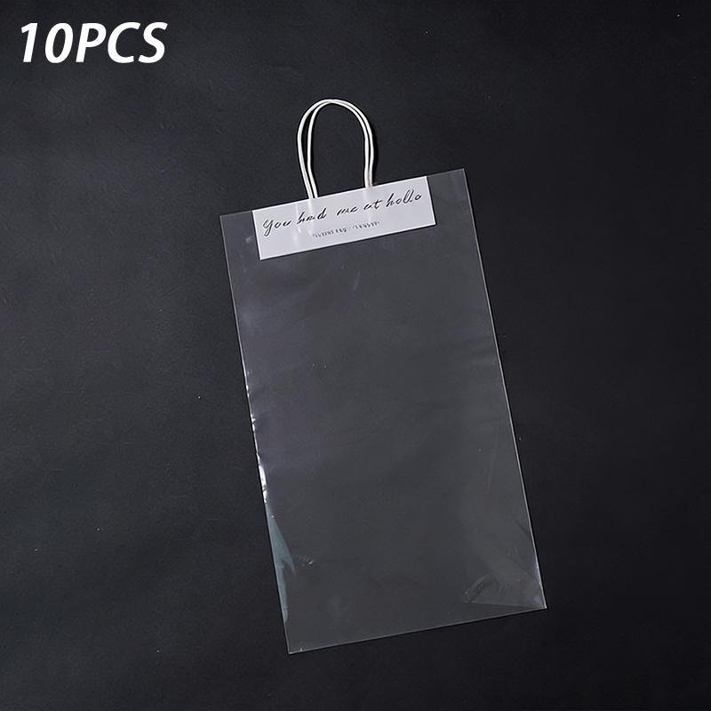 10Pcs Flower Packing Bags Transparent Flower Bouquet Gift Bag Valentine'S Day And Mother'S Day Flower Tote Bag