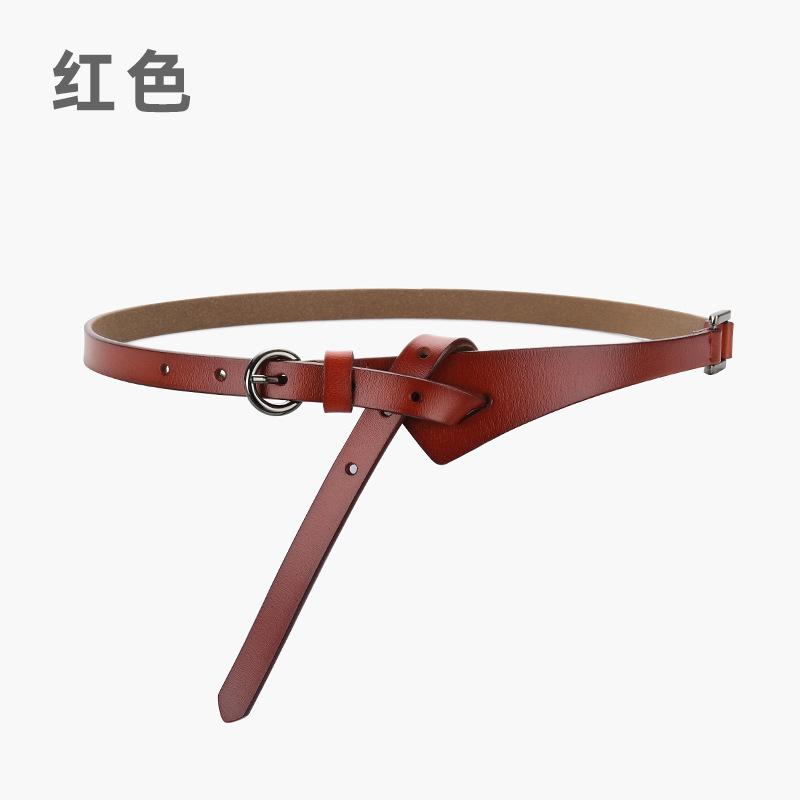 Women'S Leather Belt Retro Pin Buckle Belt Women'S Cowhide Fine Belt Women'S Decorative Dress