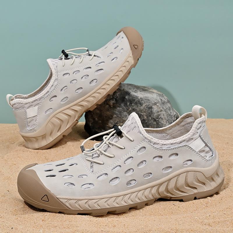 Large size men's casual hole shoes new outdoor versatile breathable mesh men's shoes