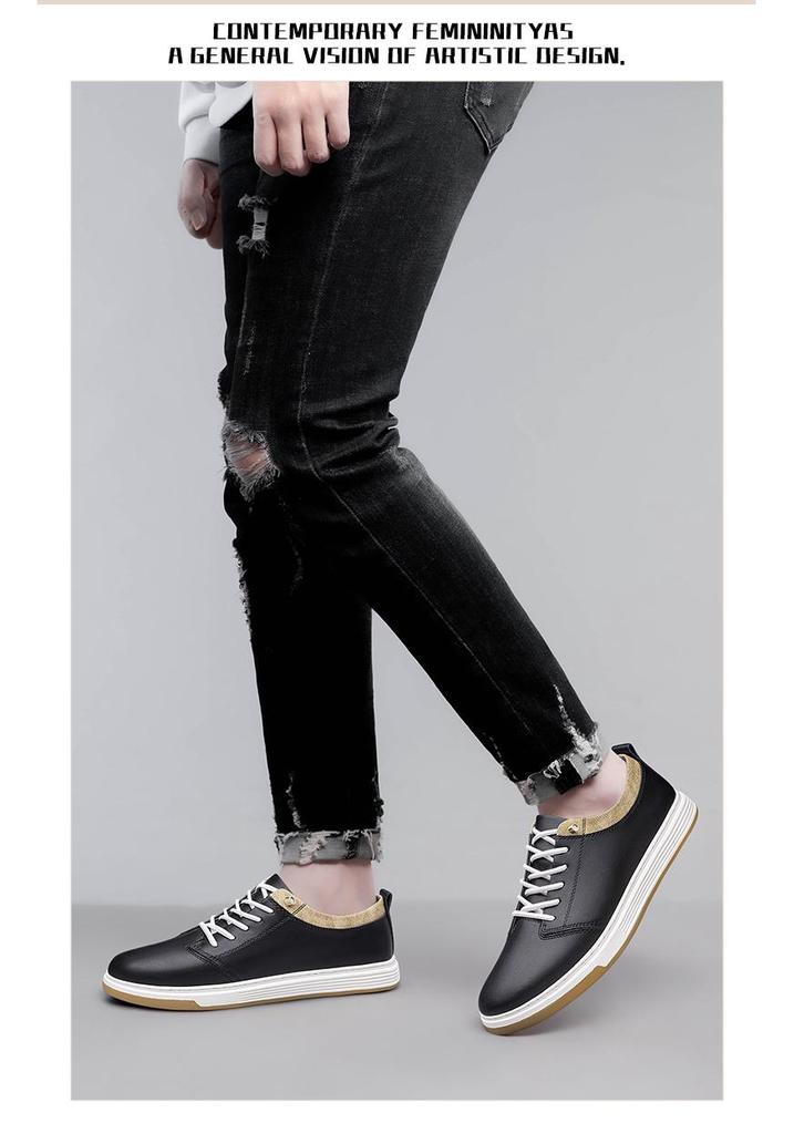 Men's Trendy Low-Top Skate Shoes: Korean Style Casual, Fashionable, Breathable Sneakers in White.