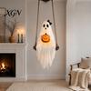 Halloween Party Supplies Lighted Ghost Swing with Glowing Pumpkin, Hanging Spooky Decor Realistic Scary Home Accents for Porch Yard, LED Floating