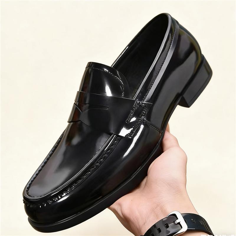 Luxury Trend Designer New Men Pointed Penny Loafter Glossy Black Brown Flats Leather Casual Shoes Male Formal Dress Footwear
