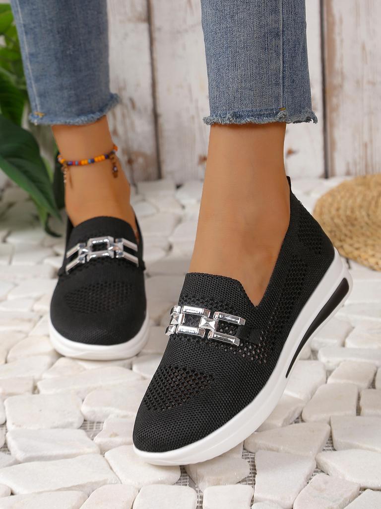 European and American Fly-woven Mesh Chain Decoration Casual, Light and Breathable Large-size Shoes