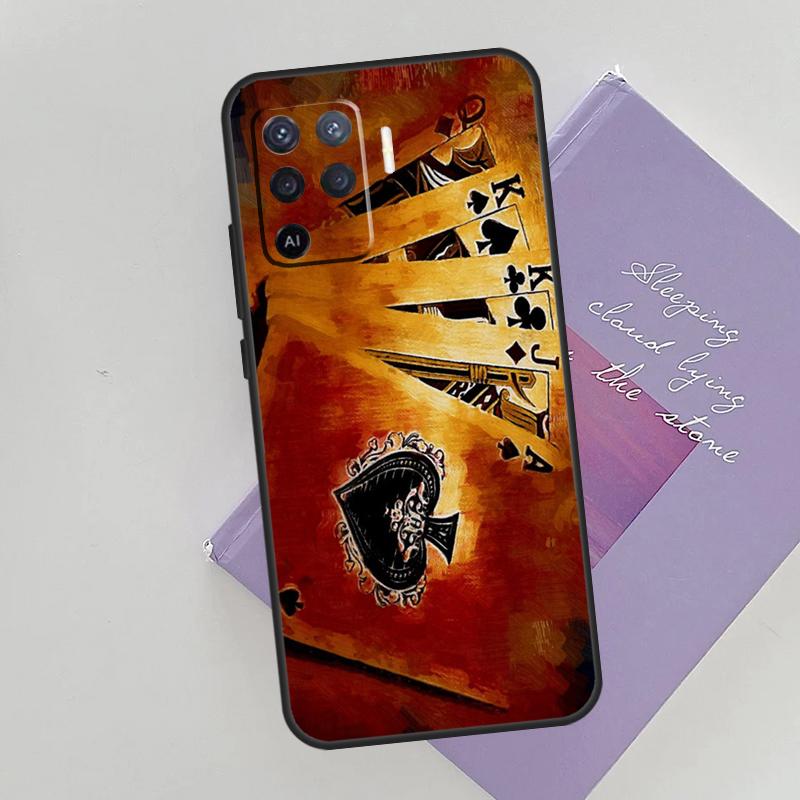LAS VEGAS POKER CARDS Cover For Oppo A78 A98 A74 A54 A94 A15 A16 A17 A52 A72 A76 A96 A53 A57S A58 A5 A9 Phone Case