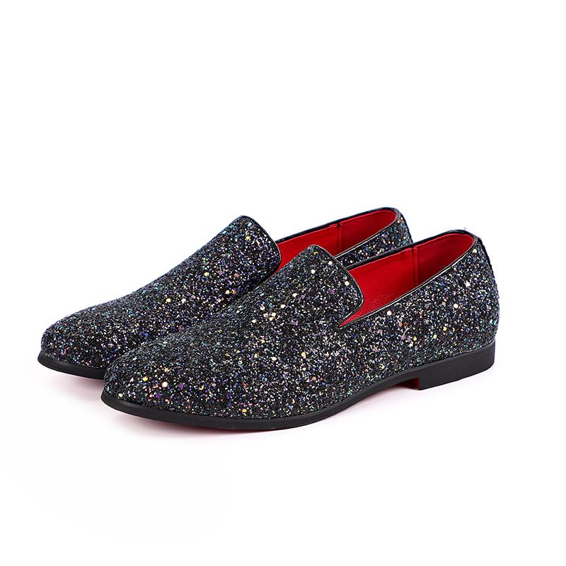 Fashion All-match Male Slip on Flats New Personality Stylish Moccasins Punk Style Low Heeled Loafers Shiny Men Casual Walking Shoes