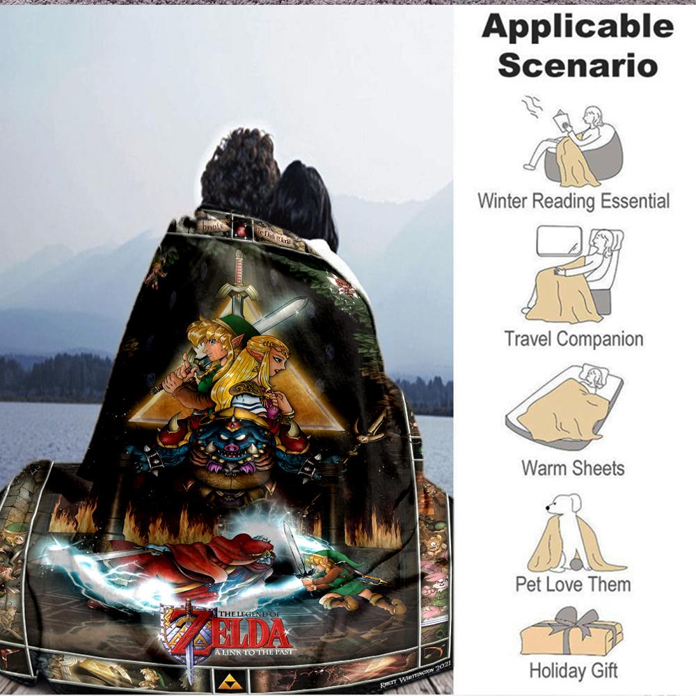 1Pc Heroic Legend Zelda Adventure Flannel Blanket, Soft And Comfortable, Casual Warm, Camping Travel, Christmas, Halloween Xmas Gift El113