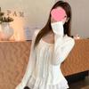 Women's Chic Slimming V-Neck Lace-Up White T-Shirt - Autumn 2025