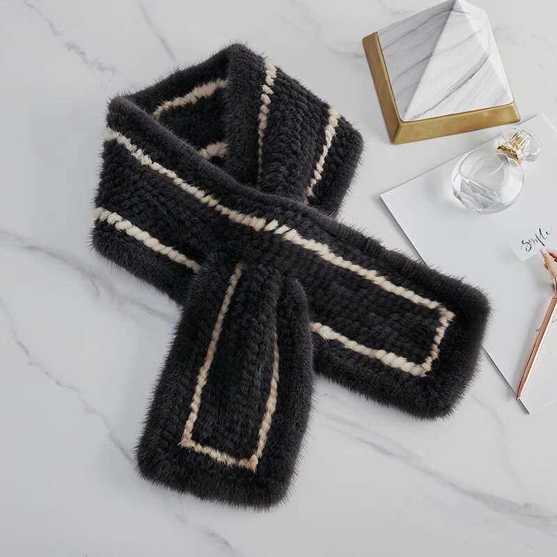 Winter New Mink Fur Woven Scarf Women Fashion Fur Neck Warmer Genuine Mink Fur Scarf Shawl Fashion Thick Warm Fur collar Scarves