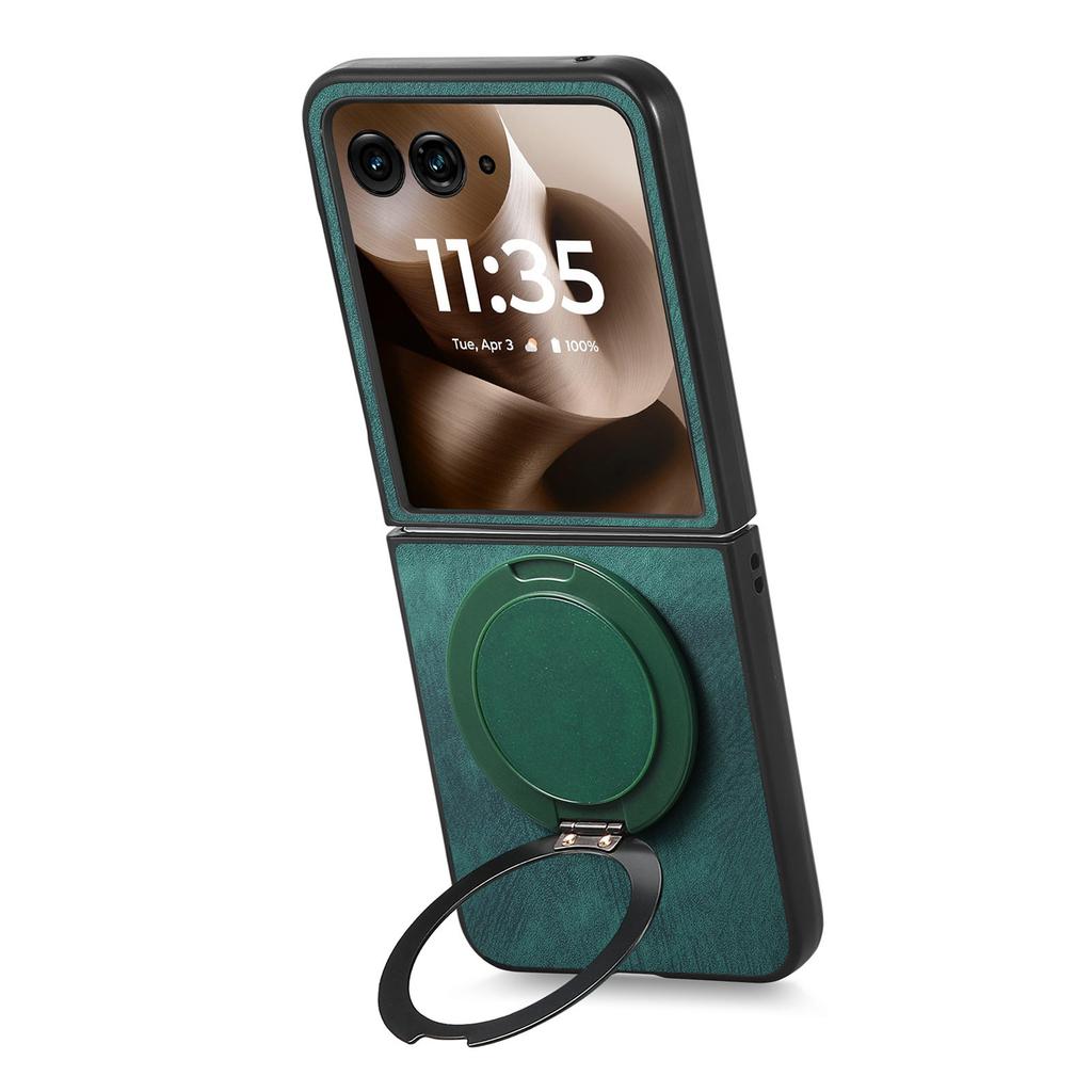 For Motorola Razr 60 Ultra 5G Phone Case with Rotating Kickstand Stress Relief Retro Leather Back Cover