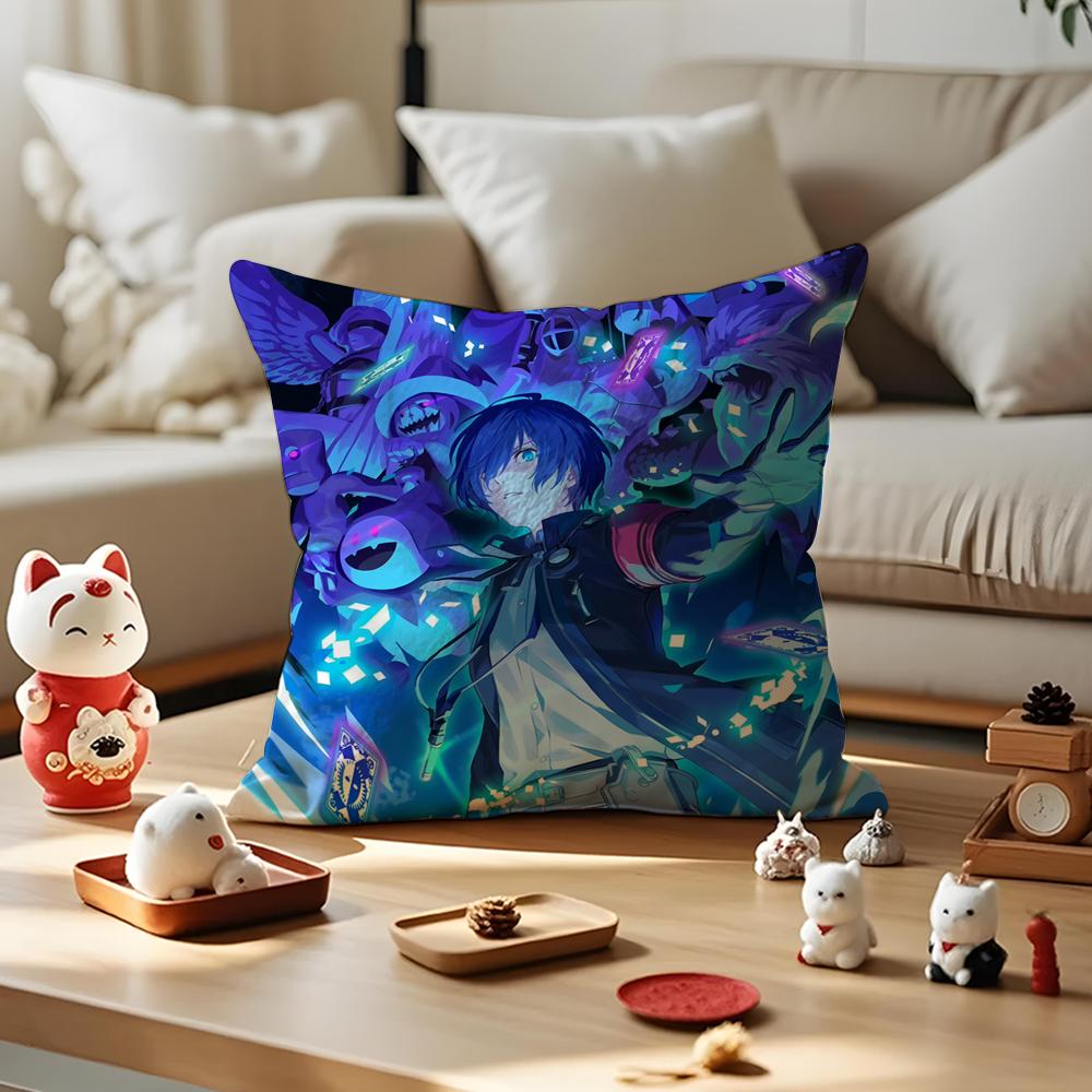 Game Cool P-Persona 3 Reload Cushion Cover Silky Short Plush With Invisible Zipper Dustproof Sofa Pillow Cover For Home Decor