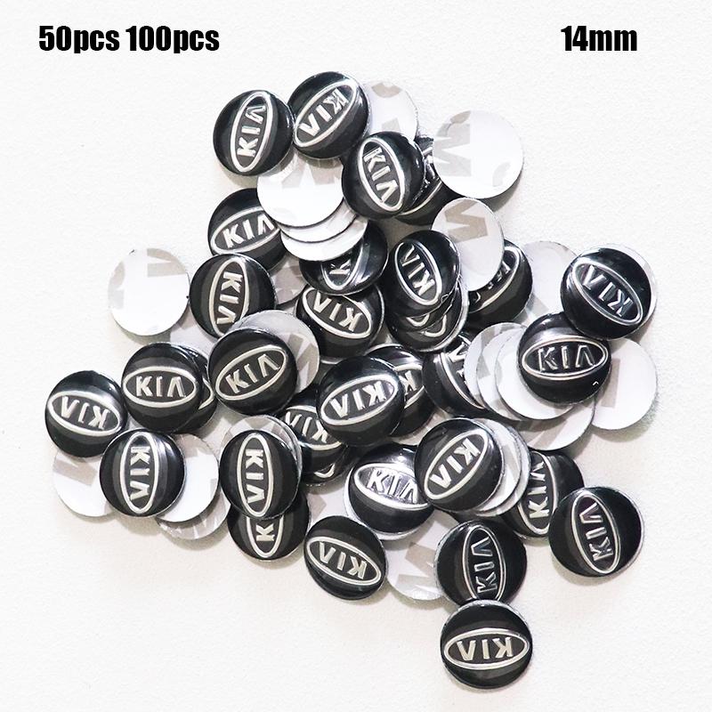 50 pièces 100 pièces Vente chaude ancien 16 mm 14 mm 3D Aluminium Logo de voiture Porte-clés Décoration Emblème Autocollant Badge de clé de voiture Accessoires Pour kia aim365