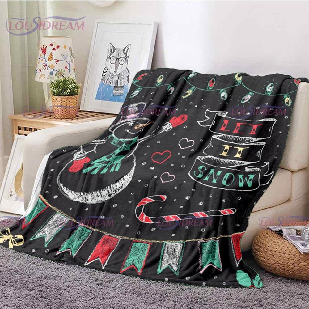 Merry Christmas Santa Claus Blanket Soft Flannel Throw Blanket for Home Bedroom Sofa Travel Office Snowflake Rest Cover Blanket