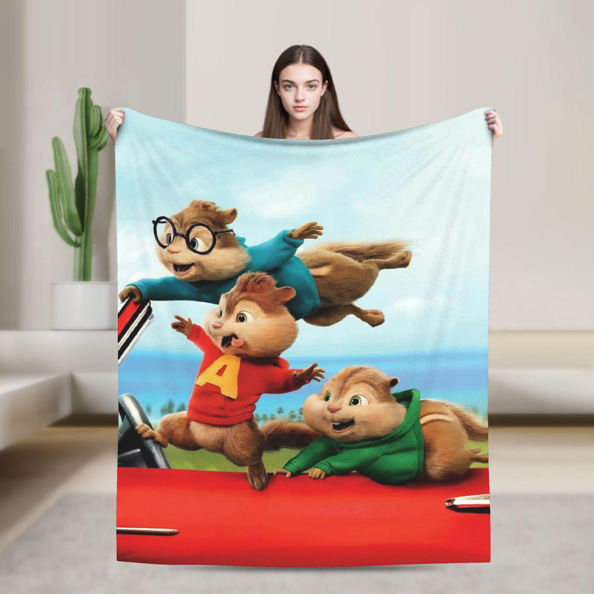 Creative Homewares Unisex White A-Alvin And The Chipmunks Movie Blanket Cover Flannel Warm Throw Blankets For Bed Bed Rug