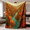 2026 Latest Flannel Blanket Extra Soft Plush Flannel Blanket Autumn Forest Landscape with Orange Red Yellow Golden Fall Foliage AllSeason Cozy Throw F