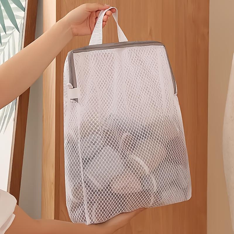 2pcs S+M Size Mesh Laundry Storage Bags - Large Capacity, Hanging & Breathable, Zippered, Ideal for Underwear, Socks & Clothes, Durable Polyester