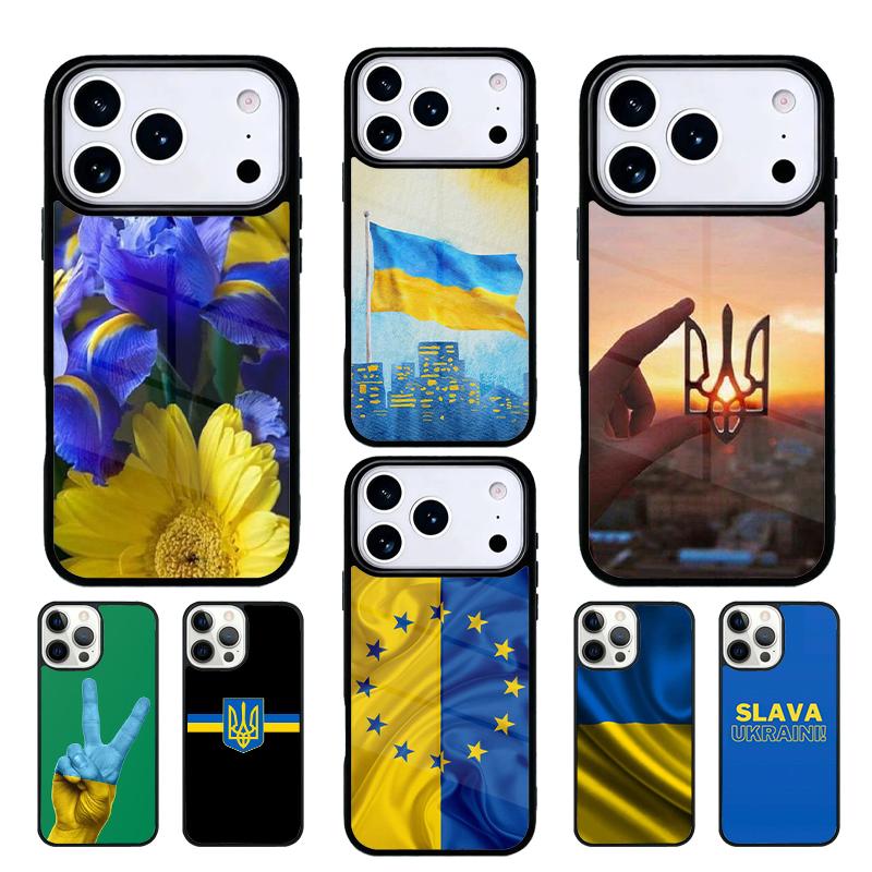Love Sign with Flag of U_krain_e Ukrainian Phone Case For iPhone 17 AIR 16 Pro Max 15 14 Pro 11 12 13 Shockproof Silicone Cover