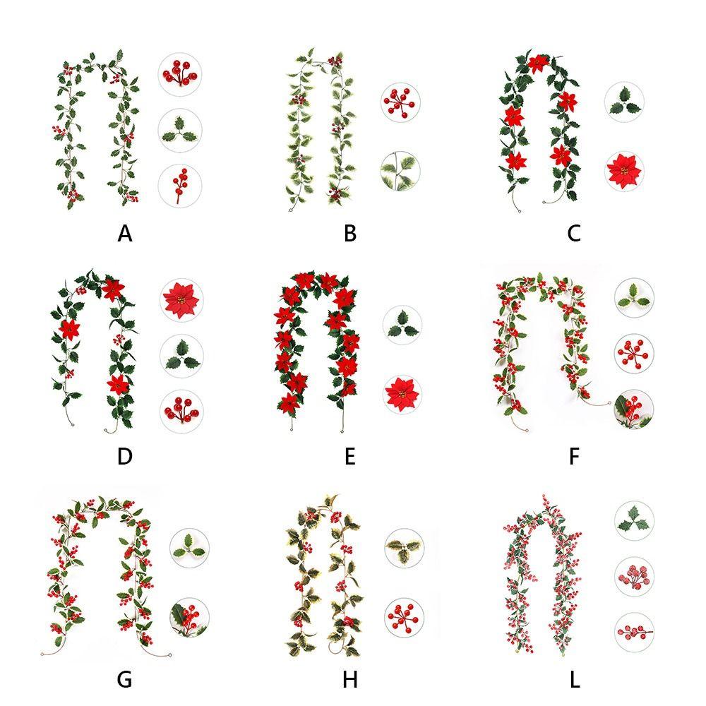 Multicolor Christmas Decorative Garland DIY Accessories Artificial Flower Hanging Wreath Red Berries Photo Props