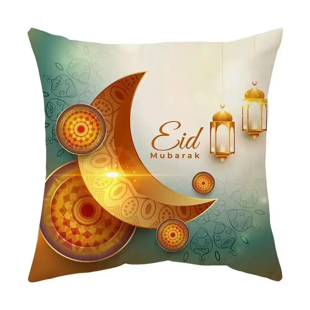 2024 Eid Mubarak Pillowcase Short Plush Comfortable Cushion Cover Islamic Ramadan Decorative Mosque Muslim Pillowcase Gift