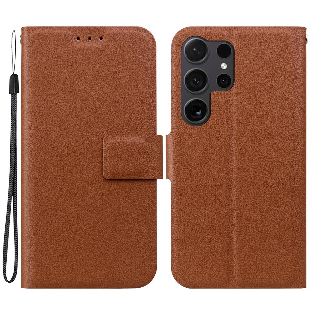 

For Samsung Galaxy S25 Ultra Case Ultra-Thin PU Leather+TPU Phone Cover with Card Slot Brown