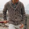 Men Sweatercoat Vintage Style Single-breasted Solid Color V-neck Thread Knitting Male Coat for Office
