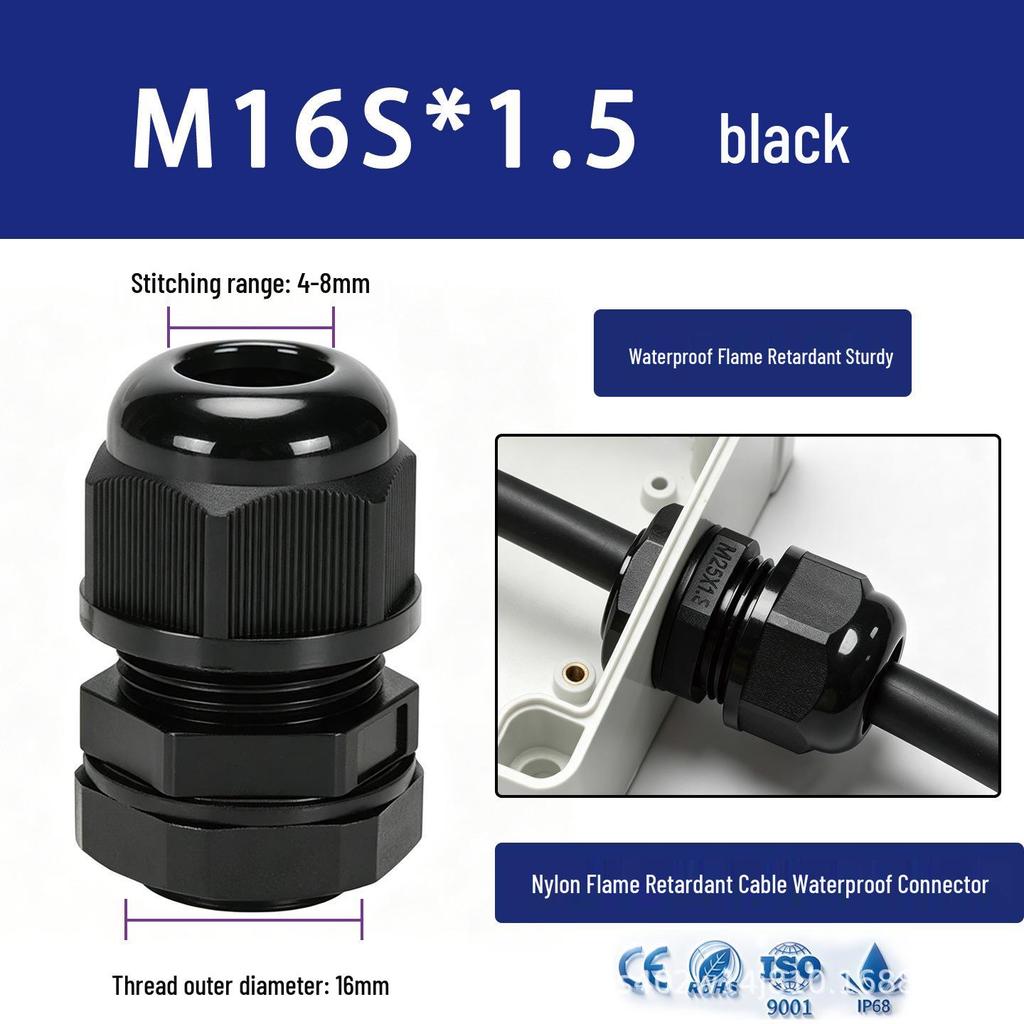 Nylon Waterproof Cable Connector Gland, M/PG Type, Flame Retardant, Sealed Threaded