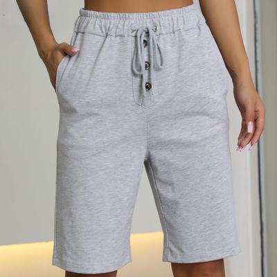 Damenmode, lässig, einfarbig, bedruckt, Sport-Shorts mit hoher Taille