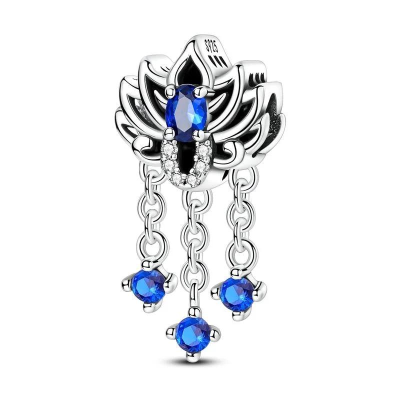 Authentic Copper Blue Charm Bead Charms Heart Butterfly Moon Flower Tree Cat Bead Charms for Necklaces Do It Yourself Bracelets Present Jewellery